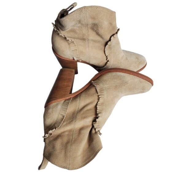 Joie Mathilde Suede Fringe Ankle Boots Size 7.5 - Picture 5 of 7
